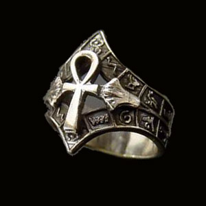 Silver Ankh Ring with Loutes flowe on both sides (SR005)